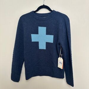 Navy Blue Cross Crew Neck Sweater